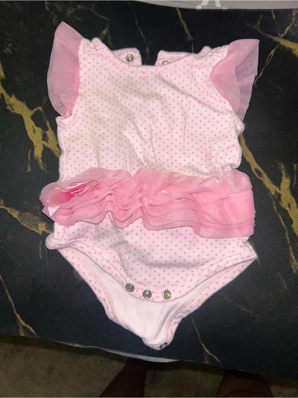 🌼2 for $5🌼 Baby Gear Pink Polka-Dot Ruffle One-Piece